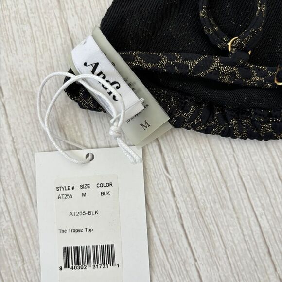 Andie X Demi Moore The Tropez Triangle Swim Top Black Gold - Picture 7 of 9